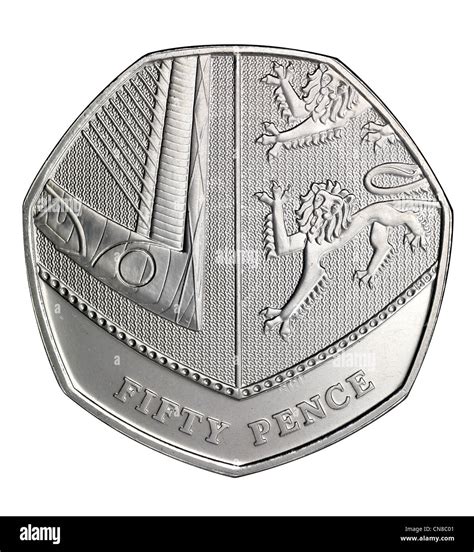 50p Fifty Pence Coin Overhead Edge Tails Reverse Stock Photo 47513537