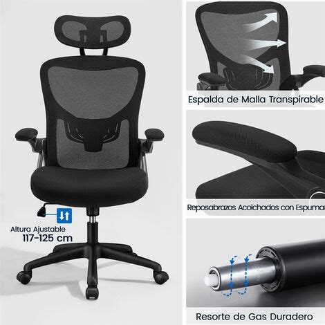 Yaheetech Silla De Oficina Silla Escritorio Ergonomica Silla Negra Con