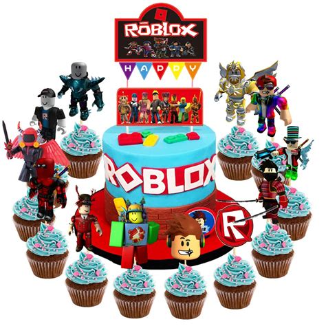 Buy Roblos Cake Toppers Decoration25pcs Cupcake Toppers With Happy Birthday Cake Topper For