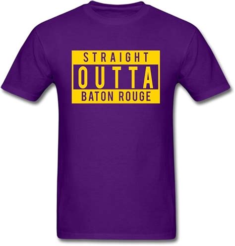 Mozfashion Mens Straight Outta Baton Rouge T Shirts Purple Amazonca