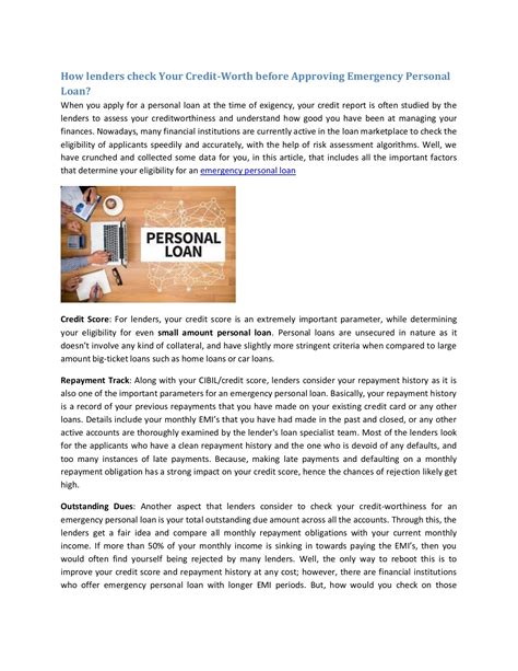 How lenders check Your Credit Worth before Approving Emergency Personal