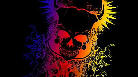 HD wallpaper: skull, colorful, gradient, black, dark, Devil, pattern ...