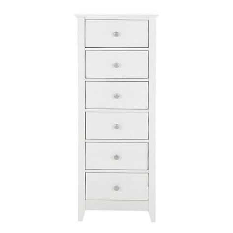 Bergen 6 Drawer Tall Chest White Achica Tall Chest Flat Decor