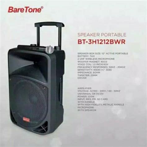 Speaker Portable Wireless Baretone Bt H Bwr Inch Lazada Indonesia