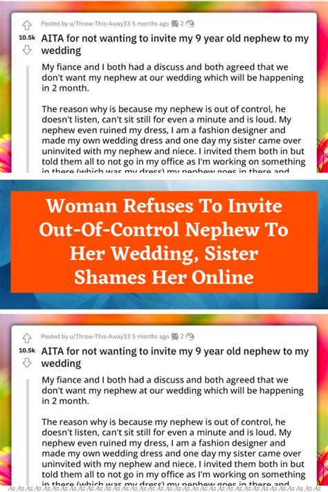 Woman Refuses To Invite Out Of Control Nephew To Her Wedding Sister Shames Her Online Artofit