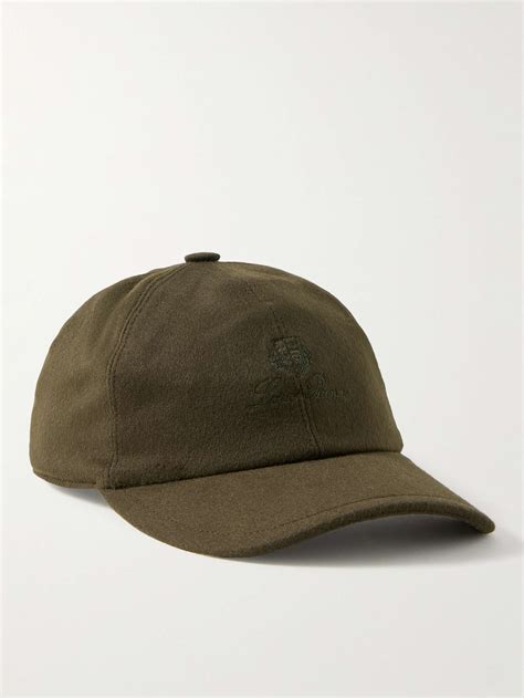 Green Logo Embroidered Storm System Cashmere Baseball Cap LORO PIANA