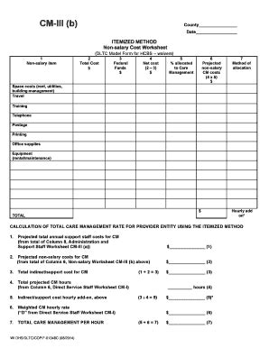 Fillable Online Dhs Wisconsin Non Salary Cost Worksheet Non Salary