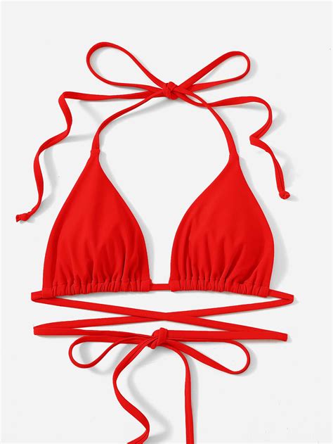 SHEIN Swim 2025 Women Solid Color Halter Tie Sexy Bikini Swimsuit Set Beach Vacation Summer
