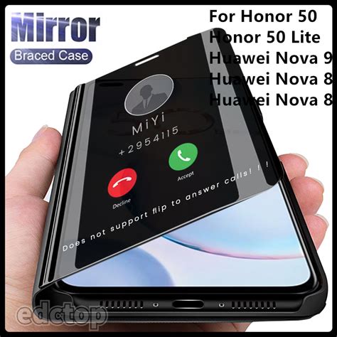 Honor Case Leather Smart Mirror Window View Flip Cover Honor Lite