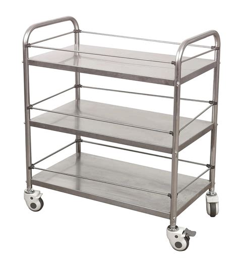 3 Tier Stainless Steel Trolley With Wheels Easy Handling Dressing