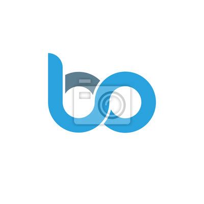 Initial Letter Bo Modern Linked Circle Round Lowercase Logo Blue Wall