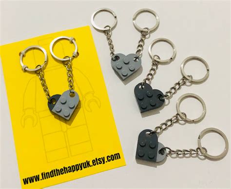 Lego heart Grey Lego heart keychain Lego Valentines gift | Etsy