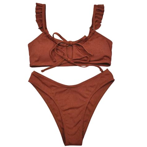 PEASKJP Women Swimsuits 2 Piece Womens High Waisted Bikini Set Tie Knot