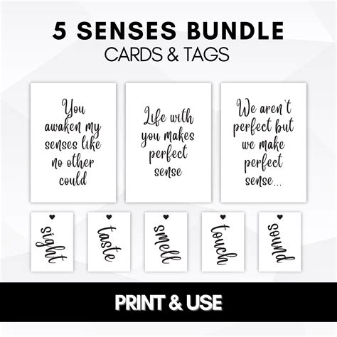 5 Senses Cards And Five Senses Gift Tags Five Senses Gift Senses