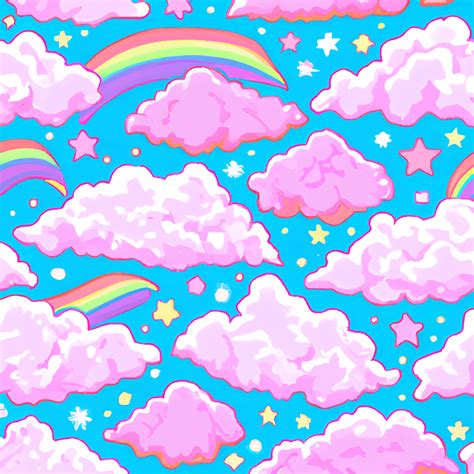 Lisa Frank Clouds Seamless Pattern Creative Fabrica