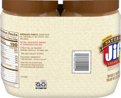 Jif Natural Creamy Peanut Butter Twin Pack 2 Ct 40 Oz Food 4 Less