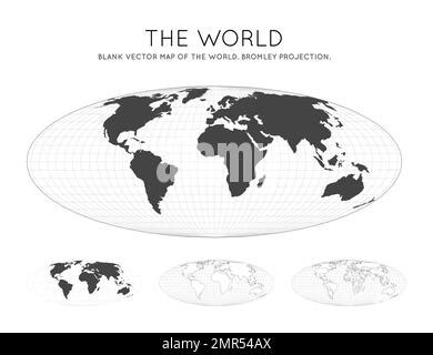Weltkarte Bromley Projektion Globus Mit Breiten Und L Ngengraden