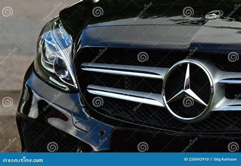 Black Mercedes-Benz AMG Sport C-class 220d Car, Closeup Front View of ...