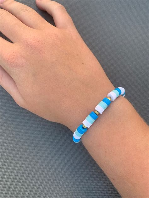 Preppy Vsco Blue Haven Clay Beaded Bracelet Etsy