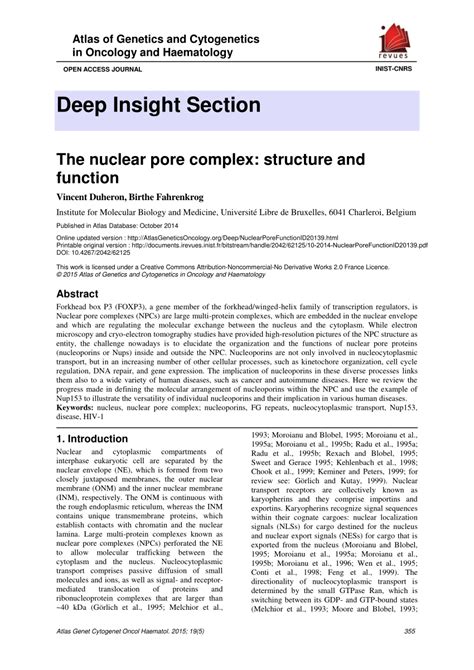 (PDF) The nuclear pore complex: structure and function