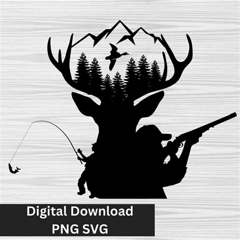 Deer Hunting Svg Fishing Svg Outdoor Scenery Svg Deer Scene Svg