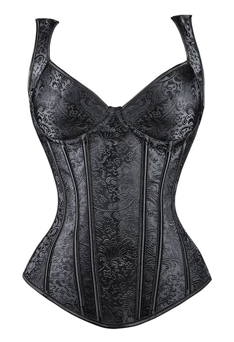 MISS MOLY Women S Gothic Jacquard Shoulder Straps Tank Overbust Corset