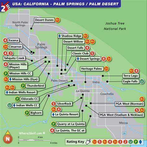 Palm Springs Golf Courses Map | Printable Templates Free