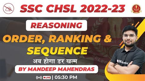 SSC CHSL 2022 23 Reasoning Order Ranking Sequence Reasoning Class