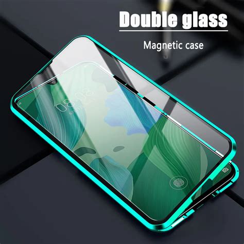 Coque magnétique en alliage d aluminium étui en verre HD Double face