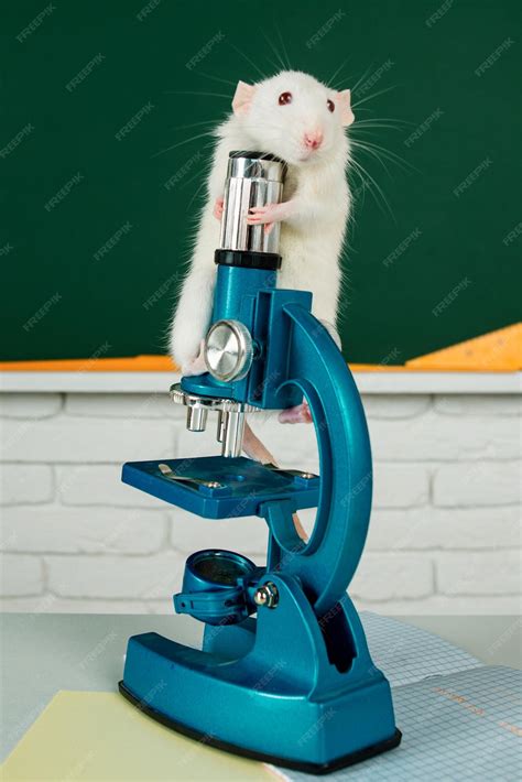 Premium Photo | Rat sitting on microscope concept of funny animals in ...