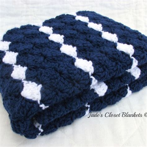 Blue Handmade Crochet Baby Boy Blanket - Etsy