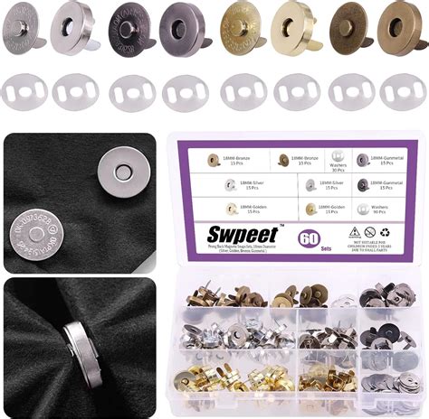 Amazon Swpeet Sets Magnetic Button Clasps Snaps Mm Metal