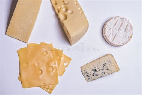 Different Types of Cheese on White Background Stock Image - Image of cheddar, overhead: 160407977