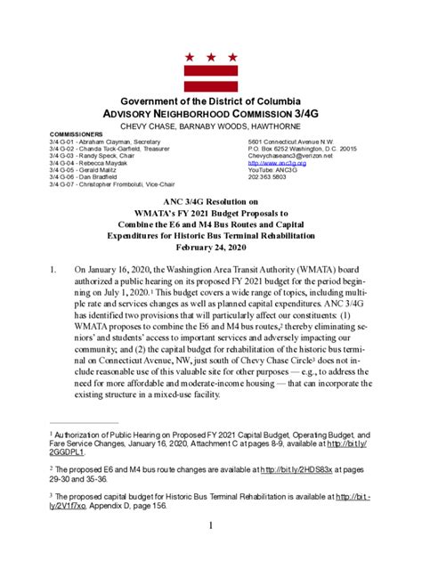 Fillable Online ANC Resolution Re WMATA S FY 2021 Budget Draft 2 21 20