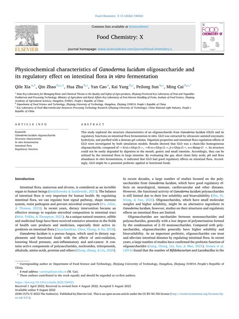 Pdf Physicochemical Characteristics Of Ganoderma Lucidum