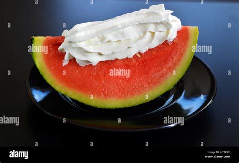 watermelon and whipped cream Stock Photo - Alamy