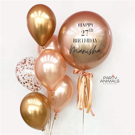 ลูกโป่งวันเกิด ลูกโป่งเซอร์ไพรส์ Birthday Balloon 21 Rose Gold Orbz Balloon Set With Helium