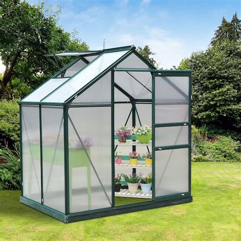 Outsunny 6 X 4 X 7 Twin Wall Polycarbonate Walk In Garden Greenhouse On Sale Overstock