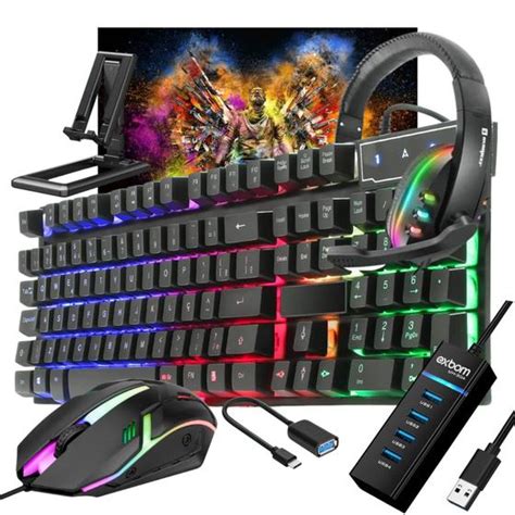 Mobilador Kit Gamer Teclado Mouse E Fone Led Rgb Para Celular