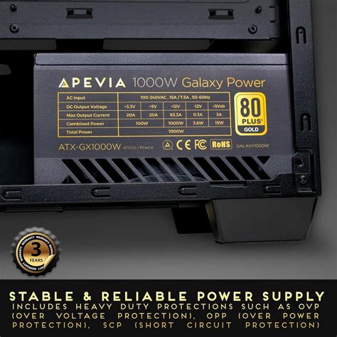 Apevia ATX GX850W PCIe 5 0 Galaxy 850W 80 Gold Certified PCIe 5 0