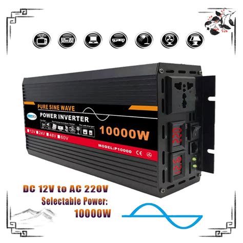 10000w Pure Sine Wave Inverter Powerful Inverter Supply Inverter 12v Dc220v Ac Output Max