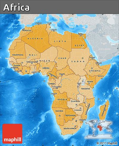 Free Political Shades Map Of Africa Lighten Semi Desaturated Land Only