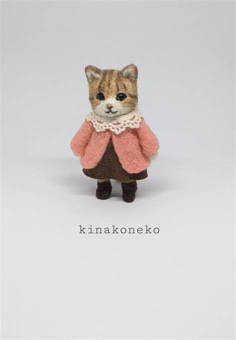 猫 ピンクハーフコート猫 羊毛フェルト ハンドメイド ミニチュア Kinako 羊毛フェルト ｜売買されたオークション情報、yahooの商品