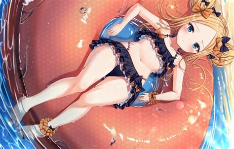 Wallpaper Girl Sexy Long Hair Sea Anime Water Blue Eyes Beautiful Pretty Bikini