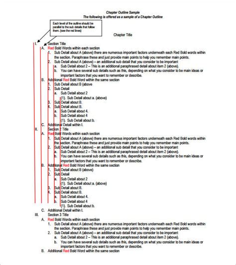 6+ Chapter Outline Templates - Word, PDF