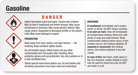 Small GHS Gasoline Label, SKU: GHS-007-C