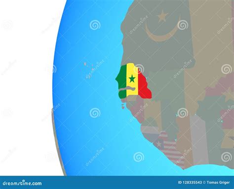 Senegal Con La Bandera En El Globo Stock De Ilustraci N Ilustraci N