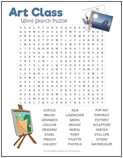 Art Class Word Search Puzzle | Print it Free