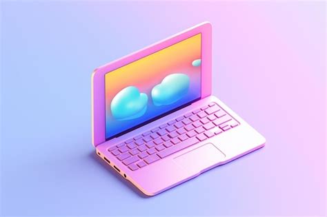 Premium AI Image | a pink laptop with the screen showing the blue sky ...