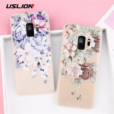 3d Relief Flower Phone Case For Samsung Galaxy S9 S8 Plus Clear Rose Floral Cases Soft Tpu Back